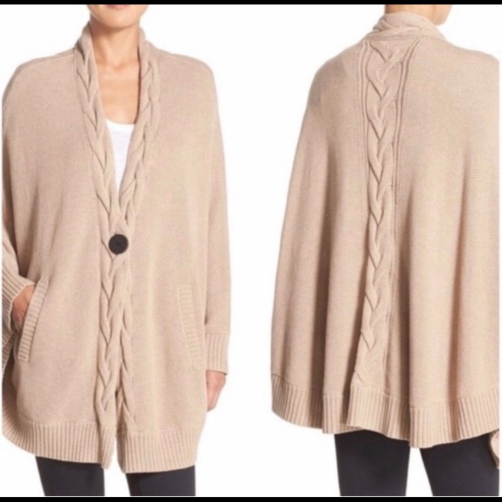 UGG XS/S Tan Anjeline Knit Cape Cardigan Sweater